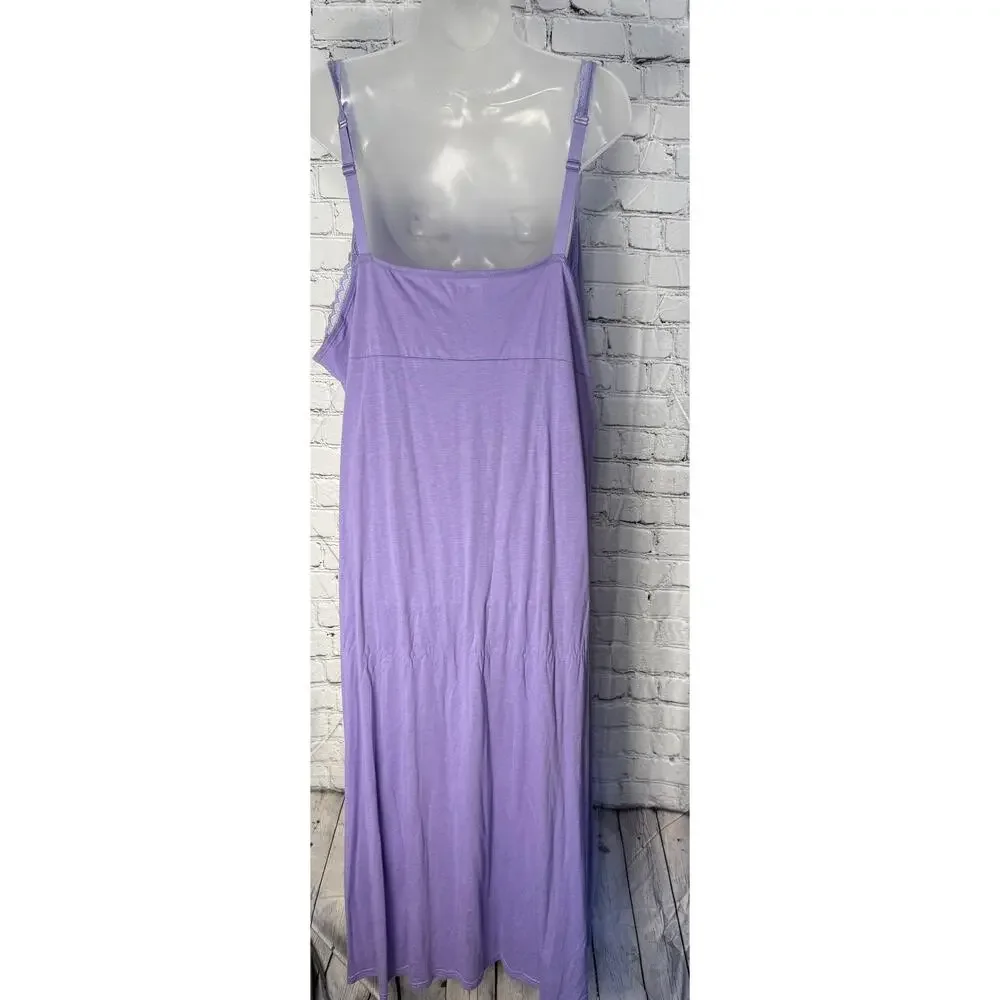 Avenue Body Lavender Sleeveless Spaghetti Straps V Neck Maxi Nightgown 30/32 - Picture 5 of 9